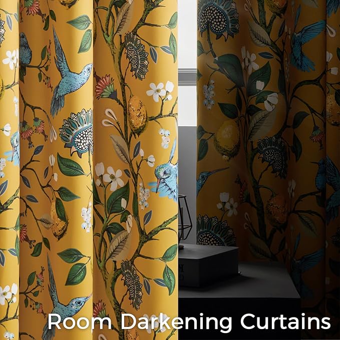 Topfinel 105 Inches Long Mustard Yellow Luxury Curtains - Image 4