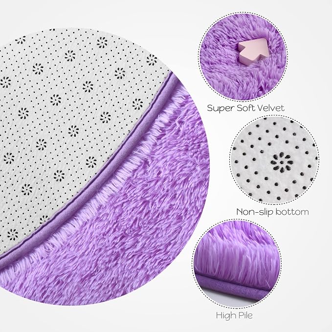 Merelax Soft Area Rug for Livingroom Bedroom, Machine Washable 4'Round Kids - Image 5