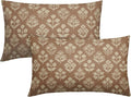 Brown Pillow Covers 12x20 Inch Set of 2, Cream Floral Block Print Pattern by Sivirary