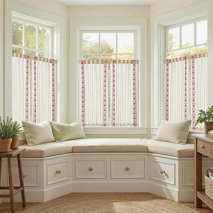 jinchan Weslie Small Window Curtains 45 Inch Length Linen Cafe Curtains - Image 9