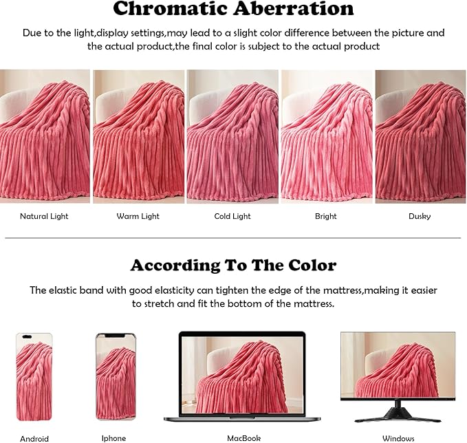 NEWCOSPLAY Super Soft Queen Blanket Coral Pink Premium Silky Flannel Fleece 3D - Image 6