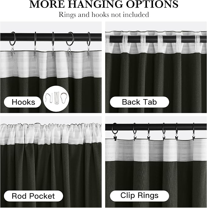 NICETOWN Olive Green Blackout Velvet Curtains 108 inch Long, Thermal Energy - Image 5
