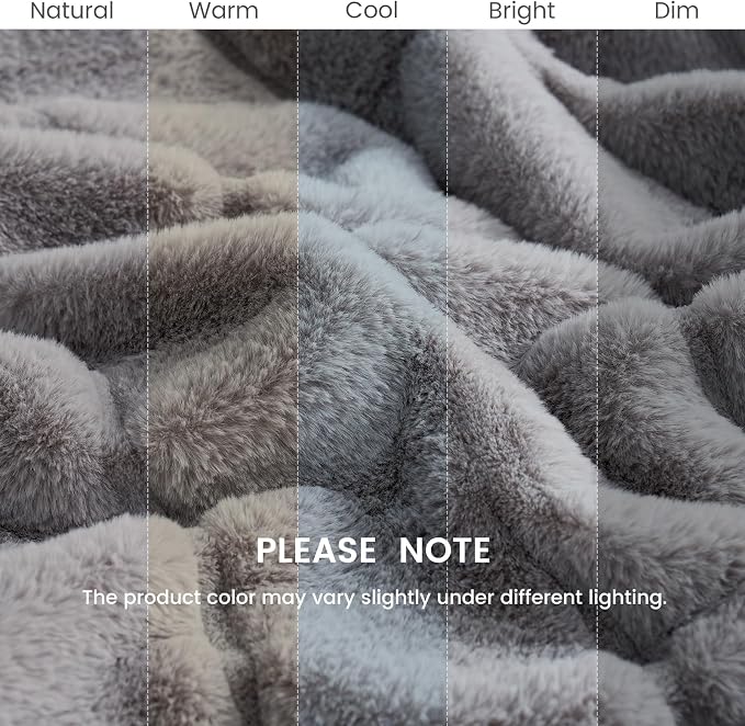 Cozy Bliss Deluxe Sheared Rabbit Faux Fur Throw Blanket, Soft Fuzzy High-Low - Image 9
