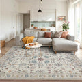 Rugxara Floral Rug for Living Room Bedroom, 4x6 Washable Rug, Vintage Boho Area by Rugxara