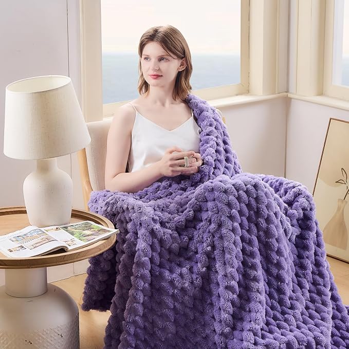 NEWCOSPLAY Super Soft King Blanket Lavender Premium Silky Flannel Fleece 3D - Image 4
