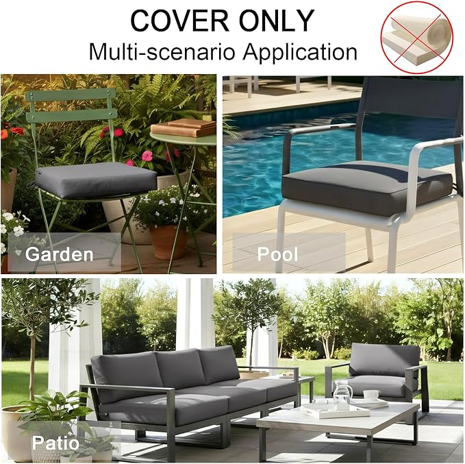 NettyPro Patio Cushion Covers Replacement Set 4 Water Repellent UV Resistant - Image 8