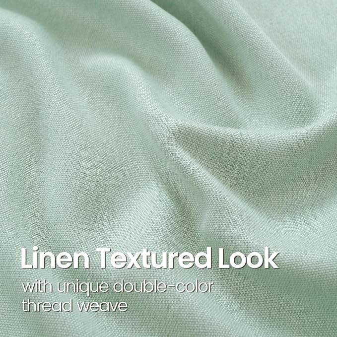 BGment Light Green Linen Curtains 63 Inch Length 2 Panels Set No See Through - Image 3