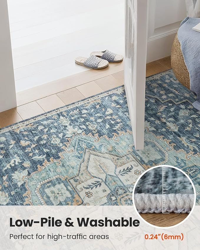 AMADA HOMEFURNISHING 2'6"x8' Washable Area Rug, Low-Profile Entryway Rug - Image 8