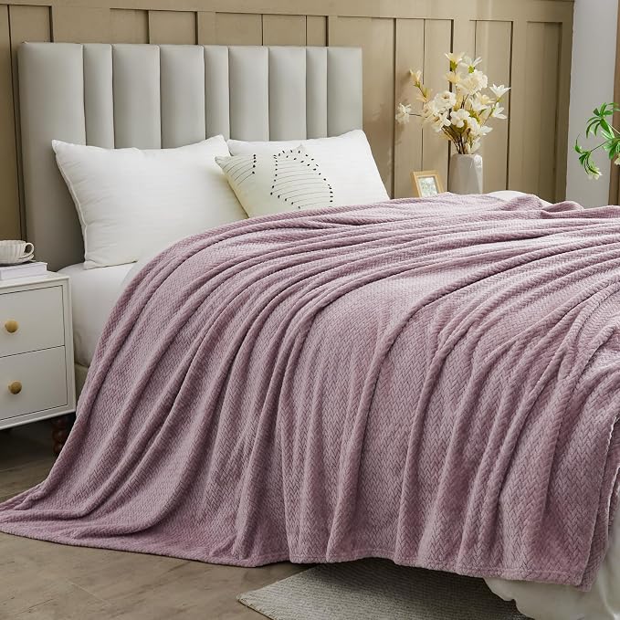 NEWCOSPLAY Super Soft King Blanket Light Purple Premium Silky Flannel Fleece - Image 4