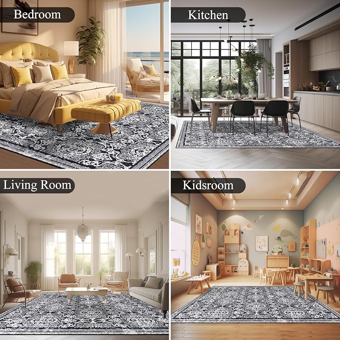 Vaukki Living Room Rug, Vintage Shaggy Soft Laundry Rug, Non Slip Kitchen Area - Image 3