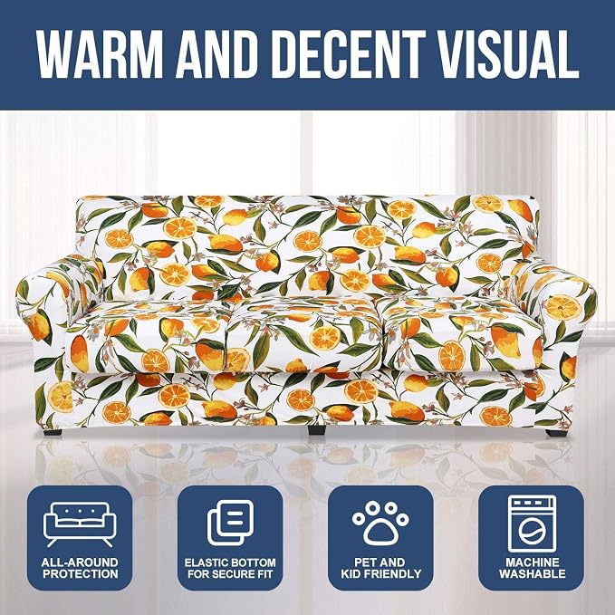 hyha Couch Cover, Floral Pattern, 4 Pieces, Sofa Slipcovers, - Image 8
