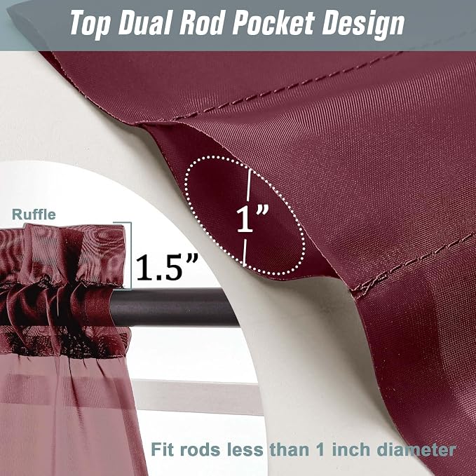 Sheer Curtains 84 Inches Long 2 Panels, Elegant Airy Transparent Light - Image 3