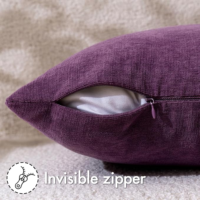 MIULEE Plum Purple Couch Pillow Covers 18x18 Inch - Image 3