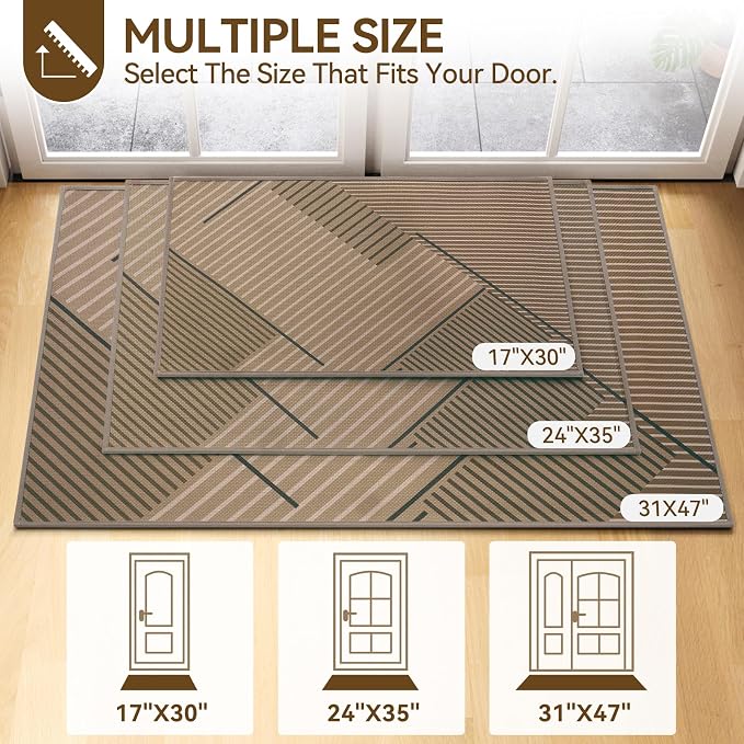 Front Door Mat 31''x47'', Non Slip Absorbent Dirt Resist Washable Low-Profile - Image 8