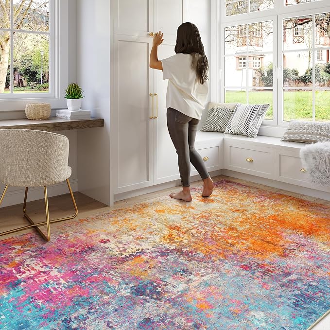 Lahome Modern Abstract Washable 6x9 Area Rugs - Image 3