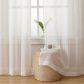 Simplebrand Natural Linen Textured Sheer Curtains 72 inches Long 2 Panels by Simplebrand