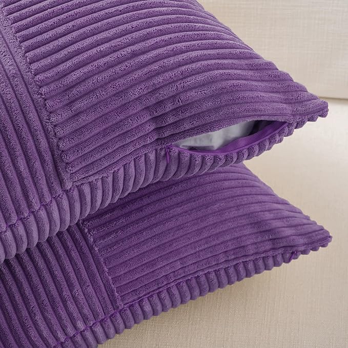 Fancy Homi 2 Packs Purple Decorative Throw Pillow Covers 20x20 Inch - Image 4