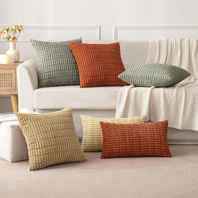 MIULEE Pack of 2 Corduroy Decorative Throw Pillow Covers 18x18 Inch Soft Boho - Image 3