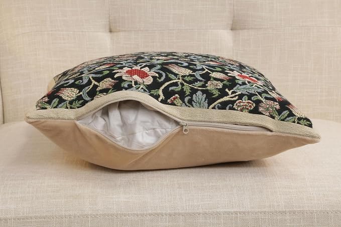 C Charlotte Home Furnishings Inc Fleur De Morris Black Belgian Cushion Cover - - Image 5