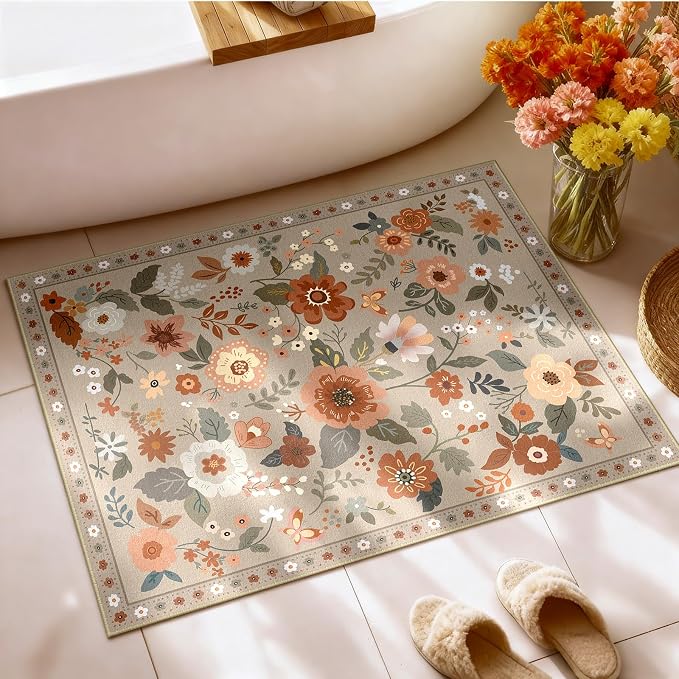 RELEANY Floral Nursery 2x3 Area Rugs Washable Print Boho Cute Carpet Non Slip - Image 7