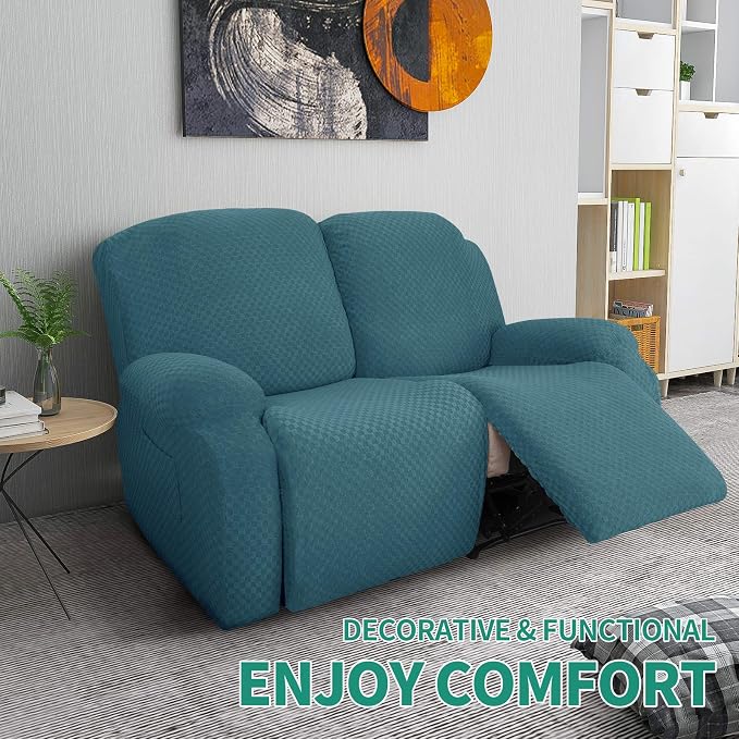 YEMYHOM 6 Pieces Stretch Loveseat Recliner Slipcover Jacquard Recliner Sofa - Image 2