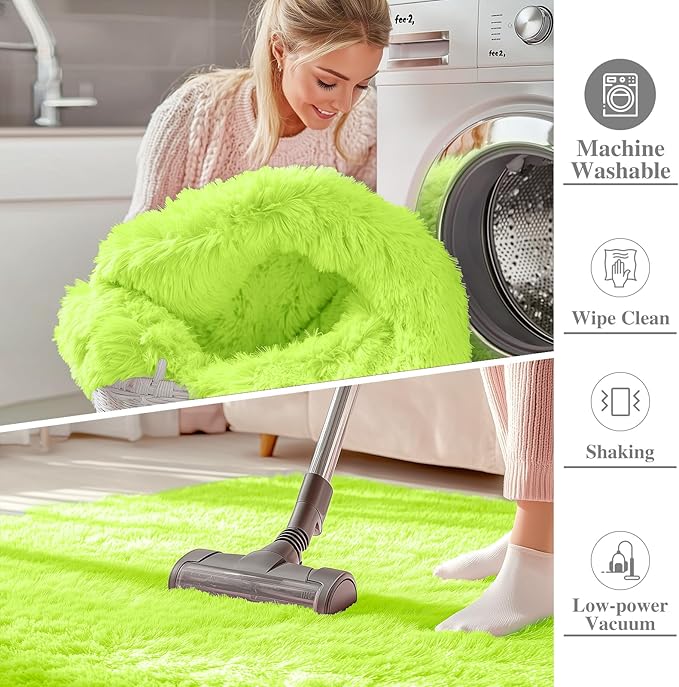 OLANLY 3x5 Machine Washable Small Bedside Rug, Soft Fluffy Shaggy Rugs - Image 2
