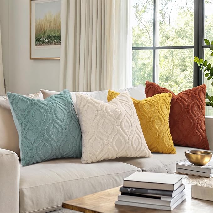 decorUhome Summer Throw Pillow Covers 24x24 Inch Set of 2, Soft Plush Faux Wool - Image 5