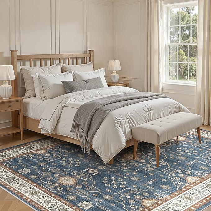 5x7 Area Rug for Living Room- Machine Washable Soft Oriental Vintage Large - Image 4
