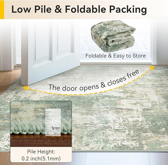 Washable Area Rugs Square 8ft Non-Slip Modern Abstract Soft - Image 4