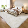 KCHOWUA Cream White Fluffy Area Rugs by KICHOWUA