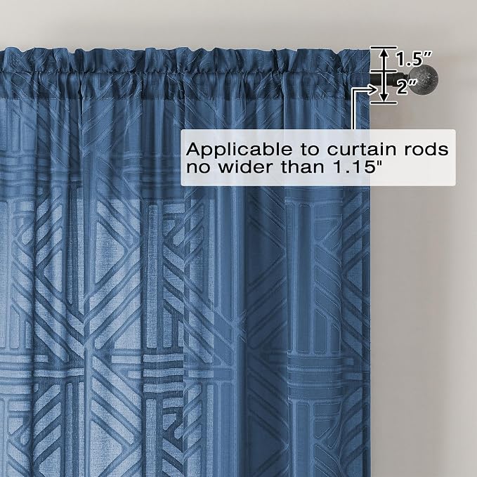 Simplebrand Dusty Blue Sheer Kitchen Curtains 36 Inch Length Tier Curtains 2 - Image 4