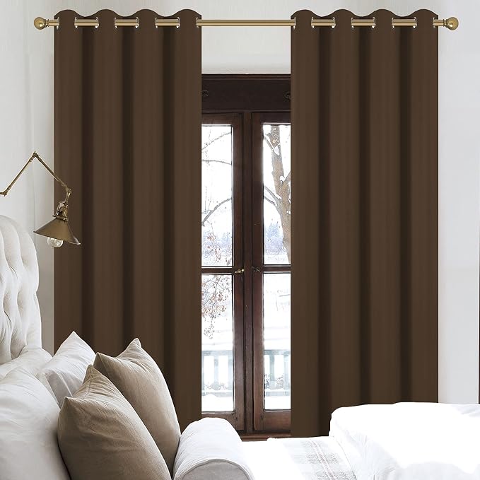 Diraysid Chocolate Brown Grommet Blackout Curtains - Image 5