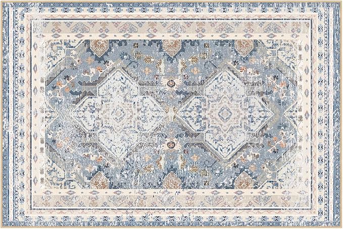 Phantoscope Washable Area Rug 6'x9' Non-Slip, Vintage Neutral Rugs - Image 3