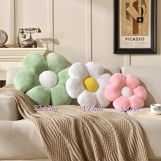 3PCS Flower Pillow Set, Flower Throw Pillow 15.7In Daisy Pillow Cute Decorative - Image 4