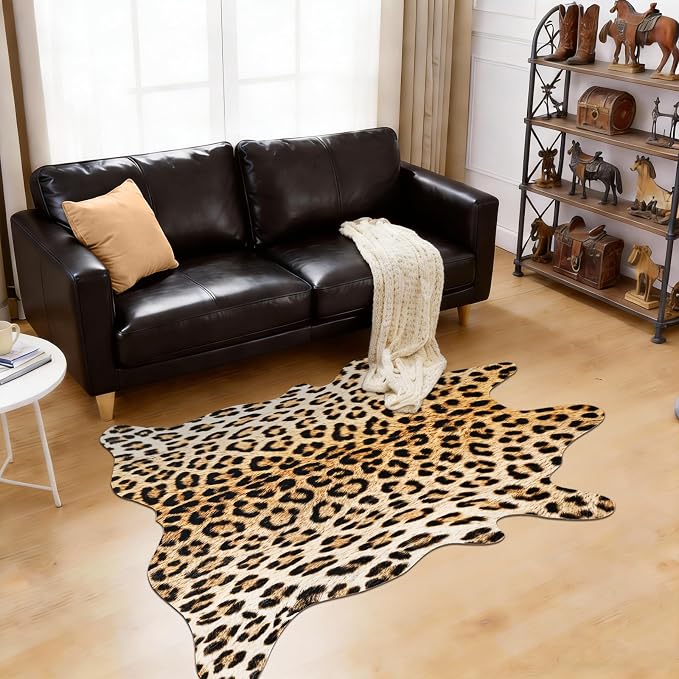 BENRON Premium Leopard Rugs for Living Room Bedroom, Non-Slip Throw Rug for - Image 4