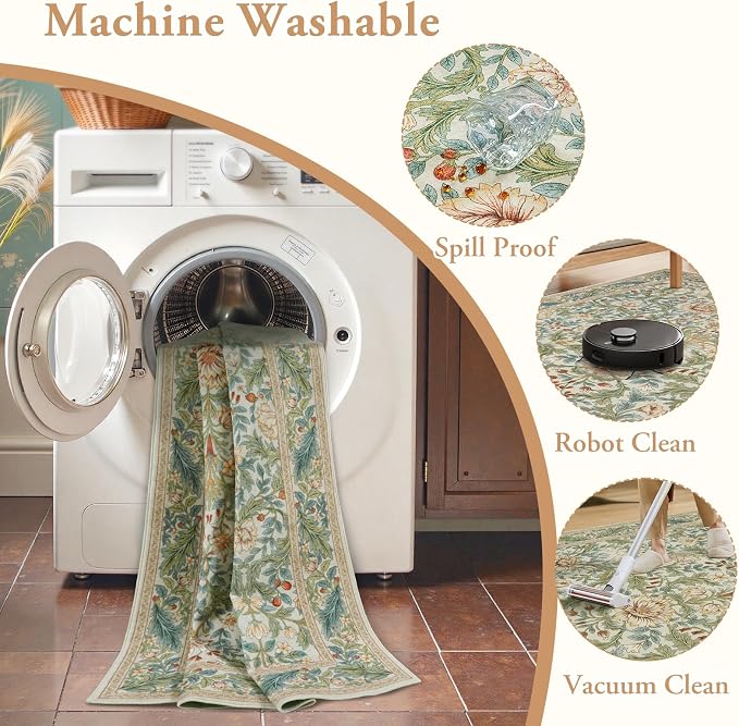 LIVEBOX Beige 5x7 Area Rugs, Machine Washable Rugs - Image 5