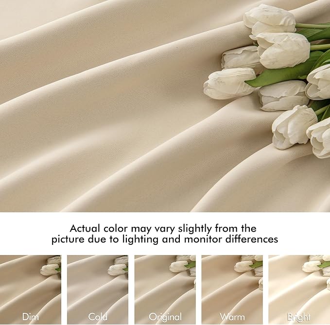 MIULEE Back Tab Cream Beige Curtains 96 Inch Long 2 Panels Set - Image 8