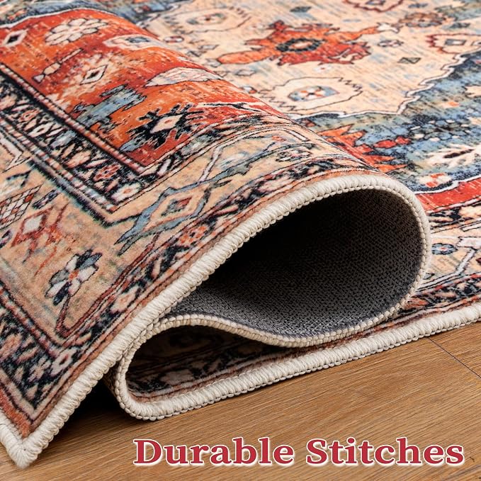 SERISSA Washable Rugs 6x9 Area Rugs, Large Non-Slip Boho Living Room Rug - Image 7