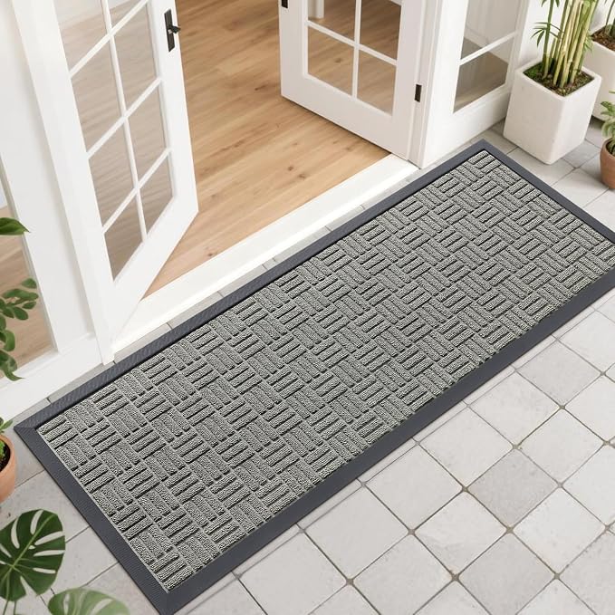 OLANLY Front Door Mat Outside Entrance 47x17, Heavy Duty Sturdy Natural Rubber by OLANLY