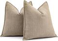 MIULEE Pack of 2 Khaki Decorative Pillow Covers 20x20 Inch Soft Chenille by MIULEE