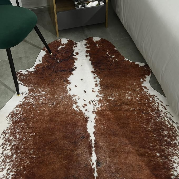 Easycozy Faux Cowhide Rug Large Cow Print 8 x 10 Feet Thickened Elastic Cowhide - Image 9