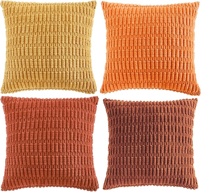Fancy Homi Set of 4 Burnt Orange Fall Decorative Throw Pillow Covers 16x16 Inch - Image 8