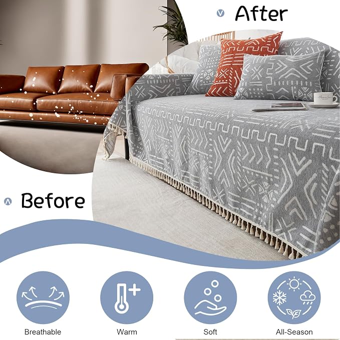 VClife Bohemian Couch Cover Sectional Sofa Cover Washable - Image 5