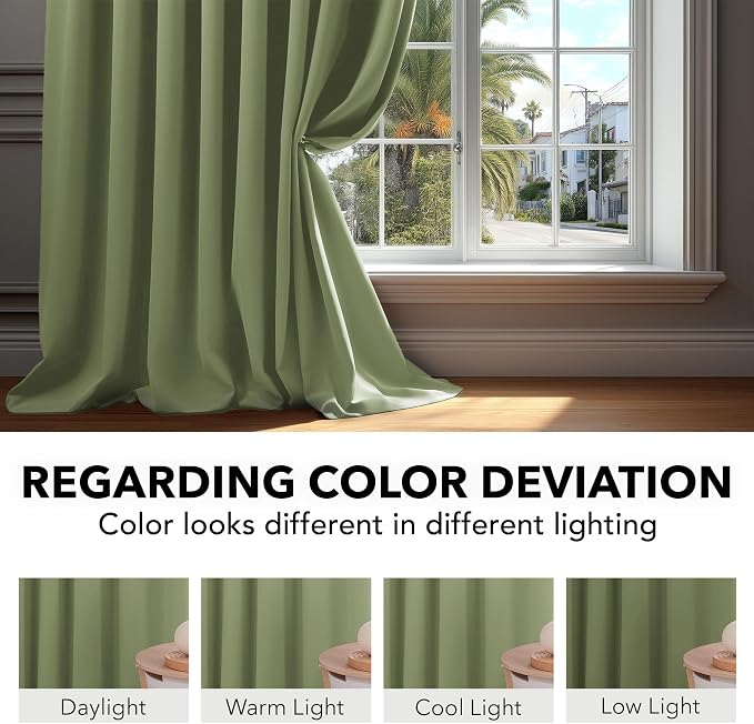 Deconovo Blackout Curtains, Thermal Insulated, W70 x L84 2 Panels, Back Tab - Image 6