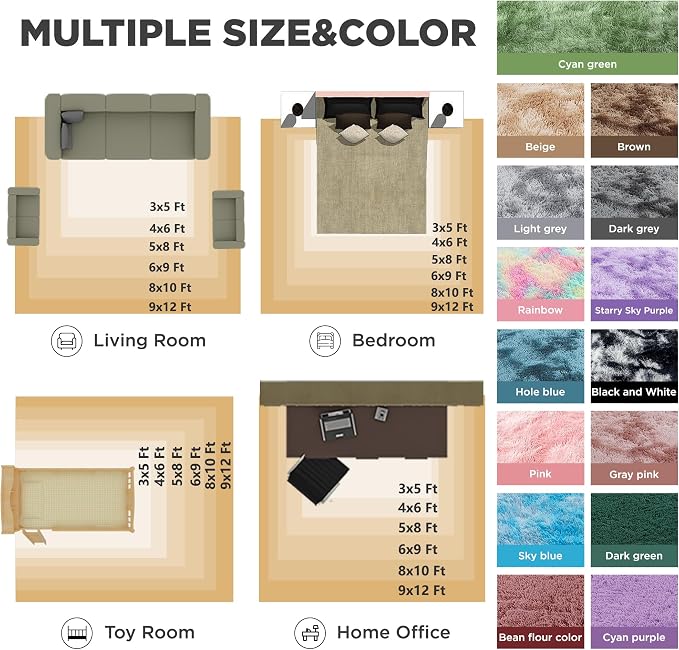 Litanika 3x5 Fluffy Shag Faux Fur Area Rug - Image 7