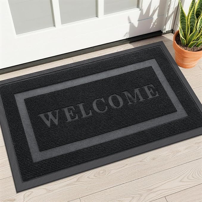 OLANLY Welcome Door Mat Outside Entrance 29.5x17, Heavy Duty Sturdy Natural by OLANLY