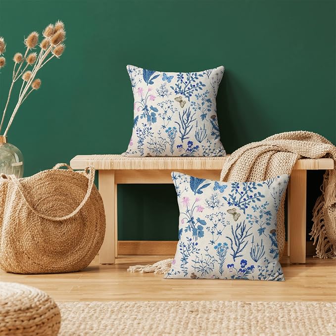 AEIOAE Summer Pillow Covers 18x18 Inch Set of 2, Seasonal Floral Outdoor - Image 2