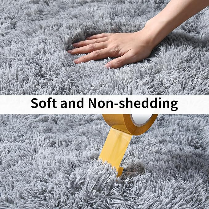 Soft Runner Rugs for Bedroom Hallways, 2x6 Grey Fluffy Shag Throw Area Rug Non - Image 7