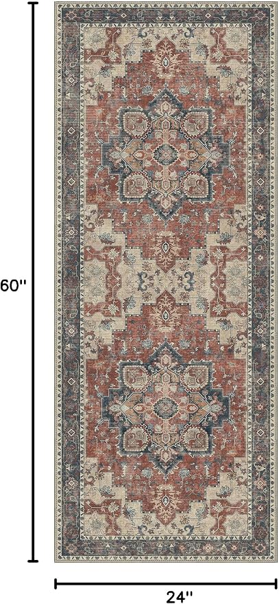 GENIMO 2x5 Runner Rugs for Hallway, Machine Washable Non Slip Vintage Rugs - Image 2