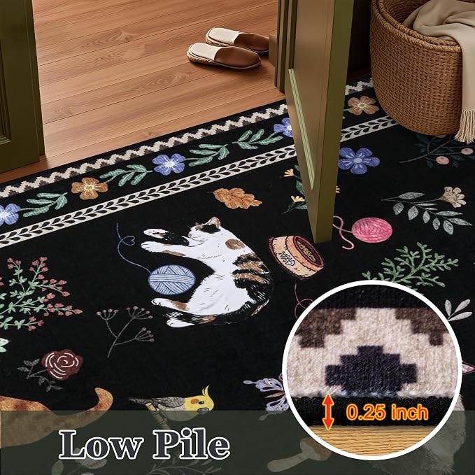 8x10 Area Rugs Living Room Rug: Vintage Washable Rug Floral Soft Carpet Indoor - Image 8